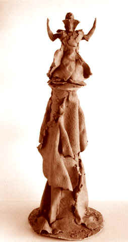 Imprécation, terre cuite (2000) (60x20x20 cm) copyright D. Aliquot (ADAGP)