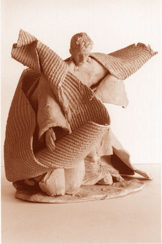 Le Vent, terre cuite, (2000) (15x15x12 cm), copyright D. Aliquot (ADAGP)